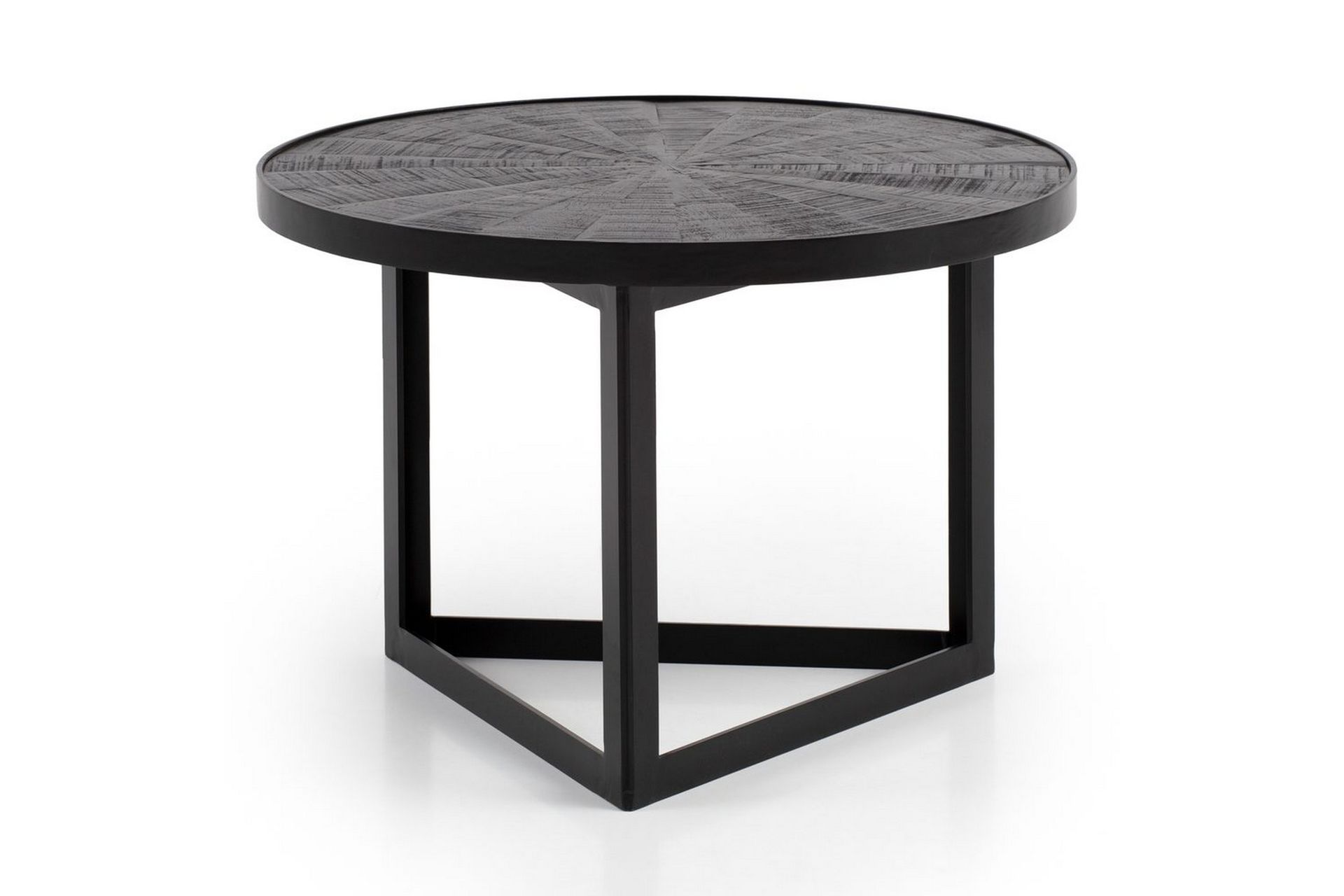 Sofabord Wohnling Rund heltre med steinfinish moderne metallramme - Møbler - Bord - Sofabord