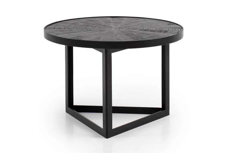 Sofabord Wohnling Rund heltre med steinfinish moderne metallramme - Møbler - Bord - Sofabord