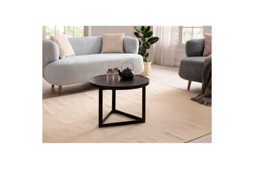 Sofabord Wohnling Rund heltre med steinfinish moderne metallramme - Møbler - Bord - Sofabord