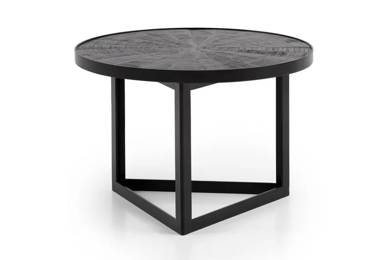 Sofabord Wohnling Rund heltre med steinfinish moderne metallramme, undefined