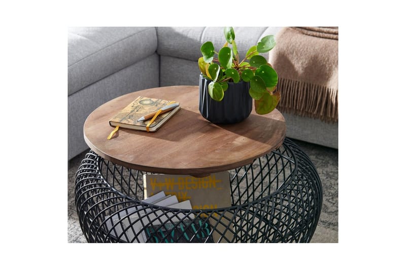 Sofabord Wohnling Rund kurvutførelse med solid treplate landstil - Møbler - Bord - Sofabord