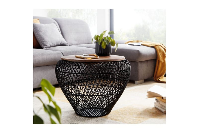 Sofabord Wohnling Rund kurvutførelse med solid treplate landstil - Møbler - Bord - Sofabord