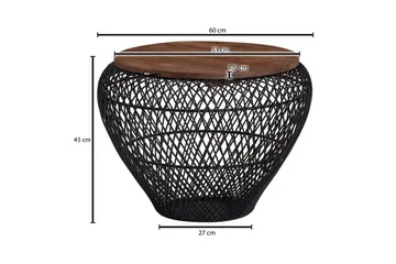 Sofabord Wohnling Rund kurvutførelse med solid treplate landstil - Møbler - Bord - Sofabord