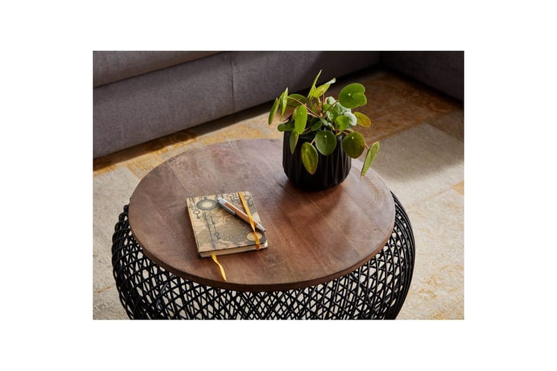 Sofabord Wohnling Rund kurvutførelse med solid treplate landstil - Møbler - Bord - Sofabord