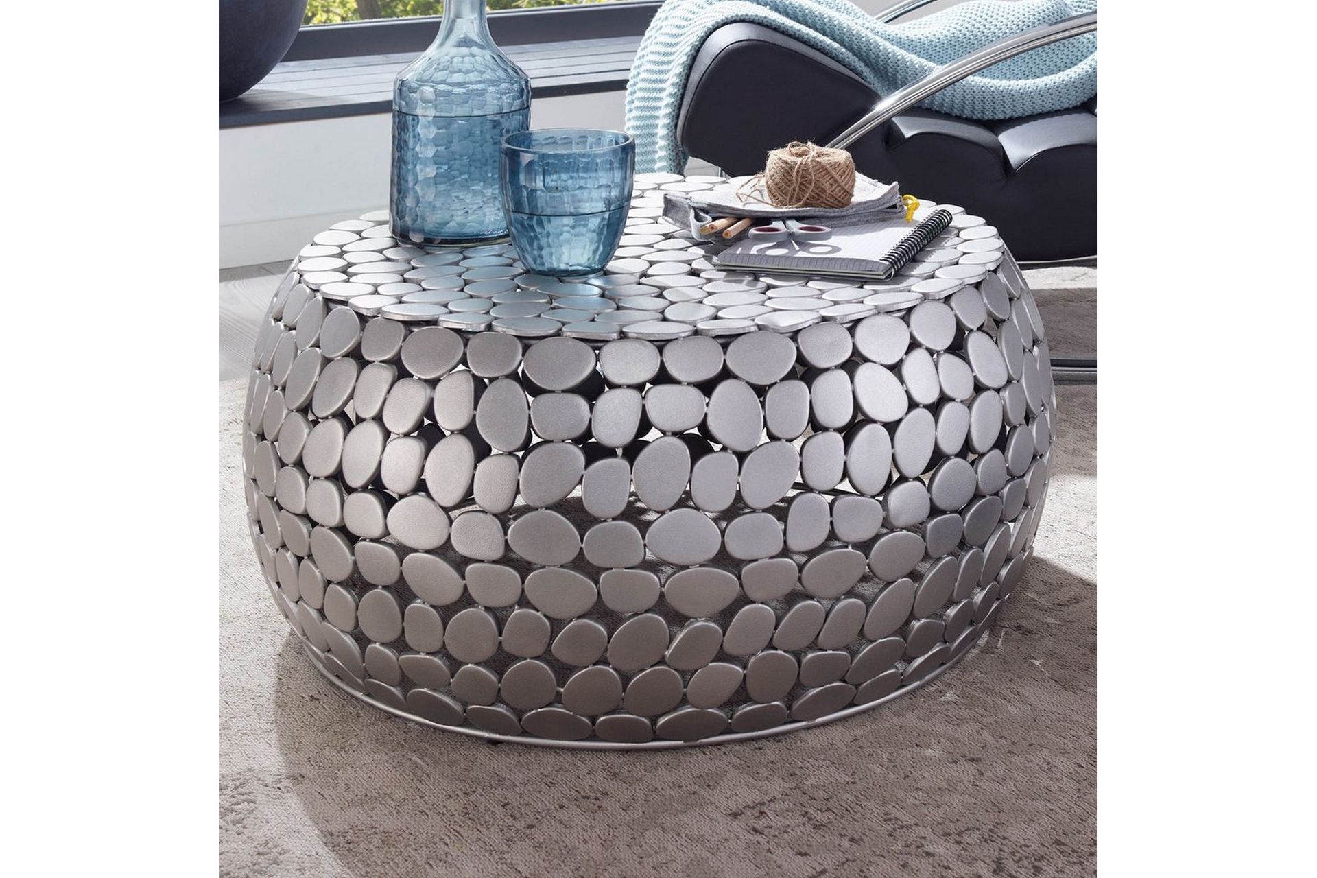 Sofabord Wohnling Rund metallplate stil matt utseende moderne - Møbler - Bord - Sofabord