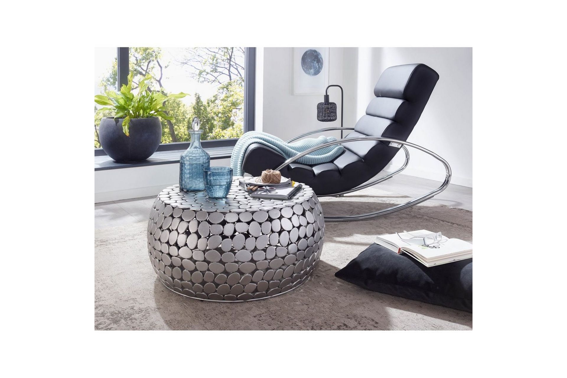 Sofabord Wohnling Rund metallplate stil matt utseende moderne - Møbler - Bord - Sofabord
