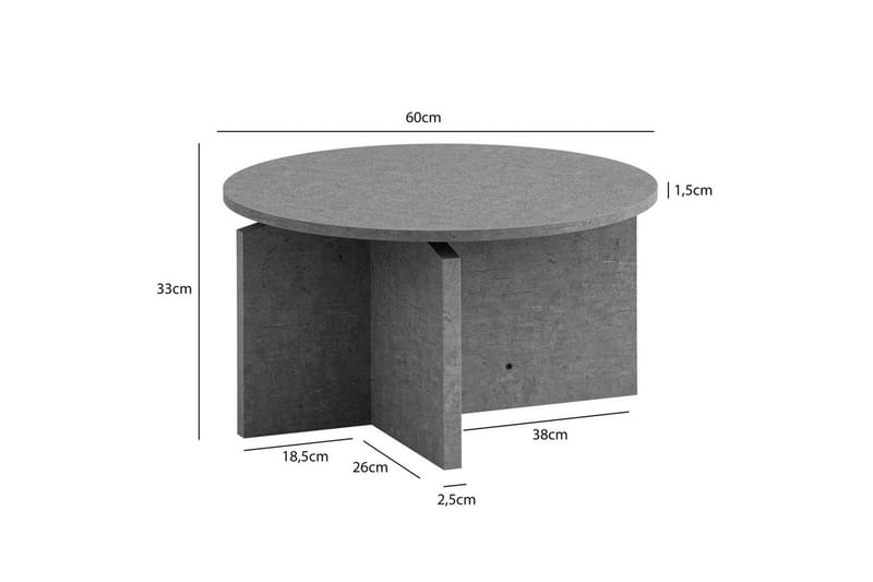 Sofabord Wohnling Rund steinoptikk stil moderne utseende 60 cm, Grå - 60 cm, Grå - Møbler - Bord - Sofabord