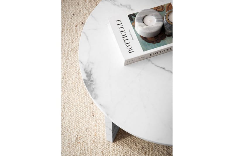 Sofabord Wohnling Rund steinoptikk stil moderne utseende 60 cm, Marmor Hvit - 60 cm, Marmor Hvit - Møbler - Bord - Sofabord