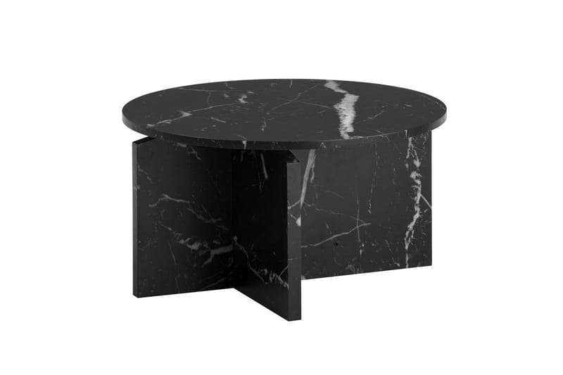 Sofabord Wohnling Rund steinoptikk stil moderne utseende 60 cm, Svart marmor - 60 cm, Svart marmor - Møbler - Bord - Sofabord