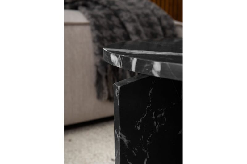 Sofabord Wohnling Rund steinoptikk stil moderne utseende 60 cm, Svart marmor - 60 cm, Svart marmor - Møbler - Bord - Sofabord