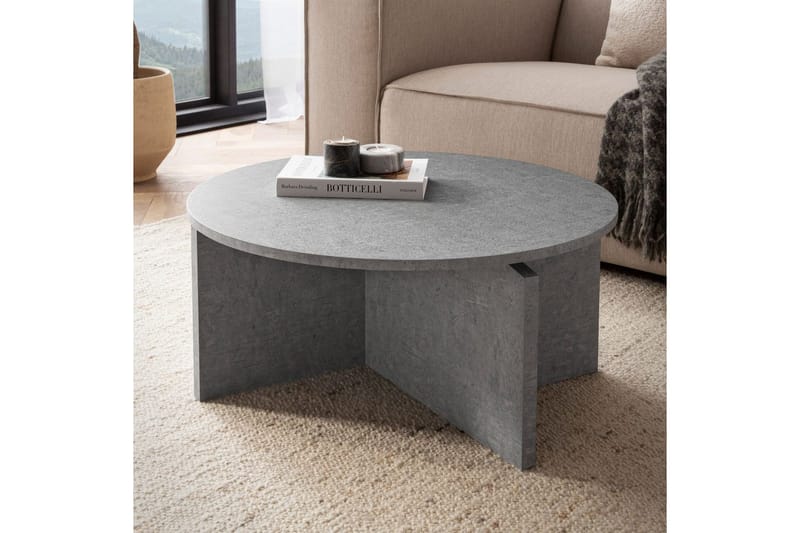 Sofabord Wohnling Rund steinoptikk stil moderne utseende 70 cm, Grå - 70 cm, Grå - Møbler - Bord - Sofabord