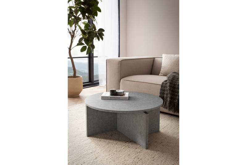 Sofabord Wohnling Rund steinoptikk stil moderne utseende 70 cm, Grå - 70 cm, Grå - Møbler - Bord - Sofabord