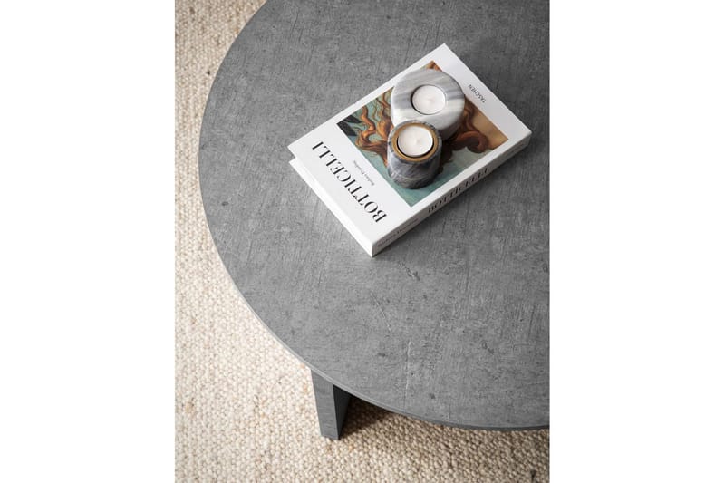 Sofabord Wohnling Rund steinoptikk stil moderne utseende 70 cm, Grå - 70 cm, Grå - Møbler - Bord - Sofabord