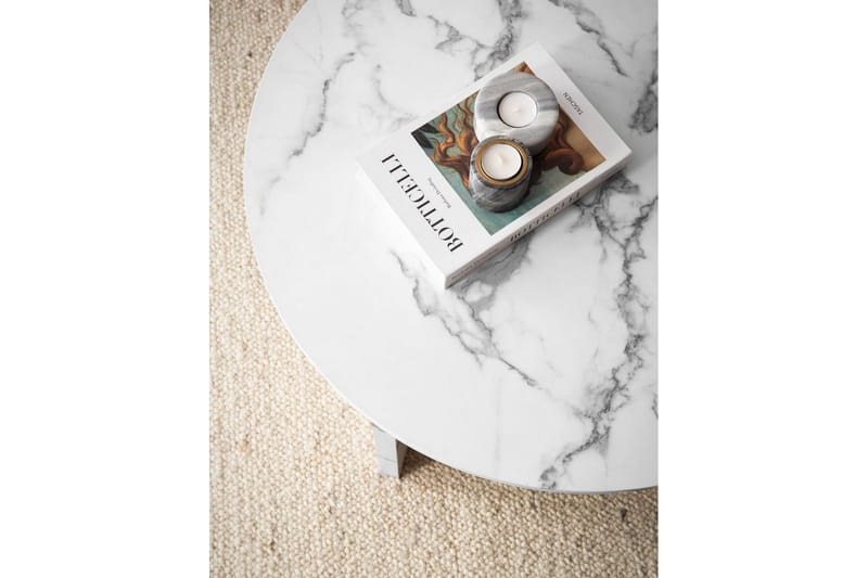 Sofabord Wohnling Rund steinoptikk stil moderne utseende 70 cm, Marmor Hvit - 70 cm, Marmor Hvit - Møbler - Bord - Sofabord