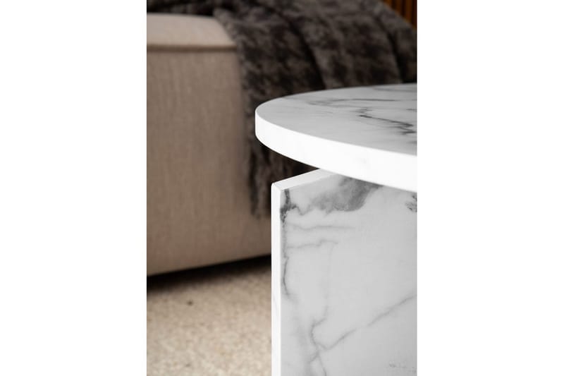 Sofabord Wohnling Rund steinoptikk stil moderne utseende 70 cm, Marmor Hvit - 70 cm, Marmor Hvit - Møbler - Bord - Sofabord