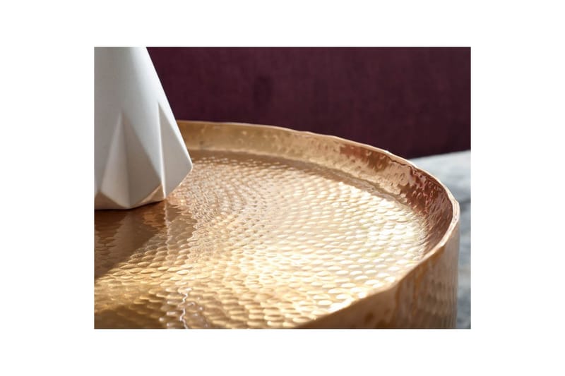 Sofabord Wohnling rundt metall 60 cm hammerutseende, orientalsk stil Gull - Gull - Møbler - Bord - Sofabord