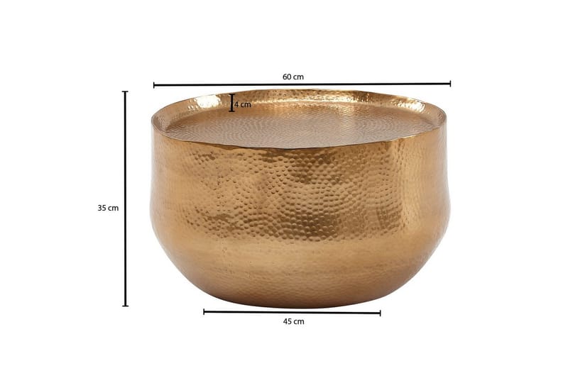 Sofabord Wohnling rundt metall 60 cm hammerutseende, orientalsk stil Gull - Gull - Møbler - Bord - Sofabord