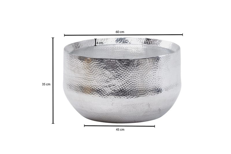 Sofabord Wohnling rundt metall 60 cm hammerutseende, orientalsk stil Sølv - Sølv - Møbler - Bord - Sofabord