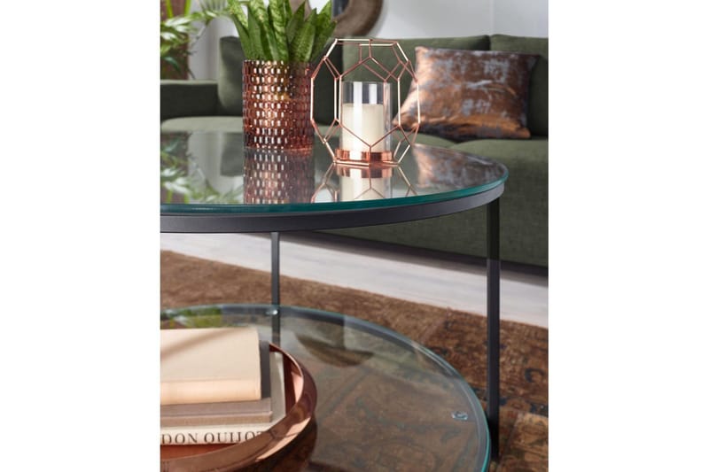 Sofabord Wohnling Rundt sikkerhetsglass med glassbrett moderne - Møbler - Bord - Sofabord