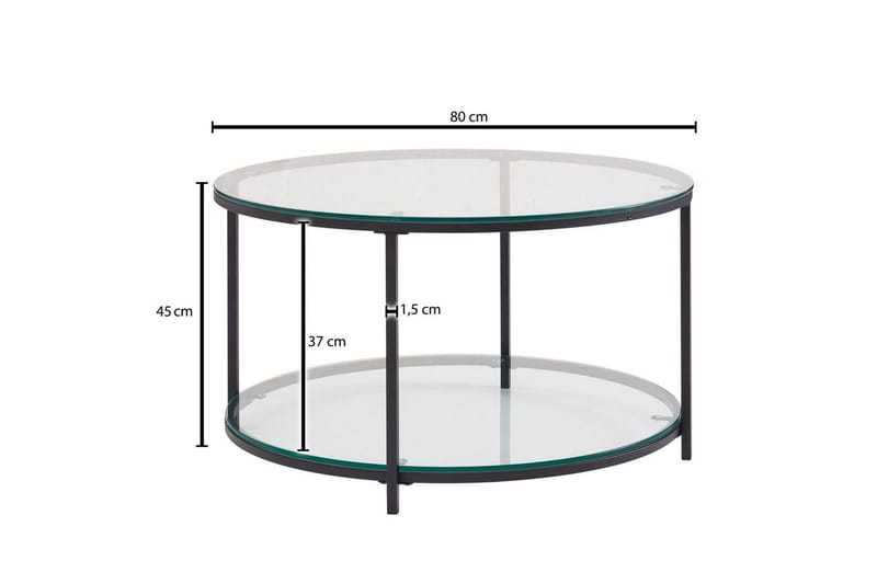 Sofabord Wohnling Rundt sikkerhetsglass med glassbrett moderne - Møbler - Bord - Sofabord