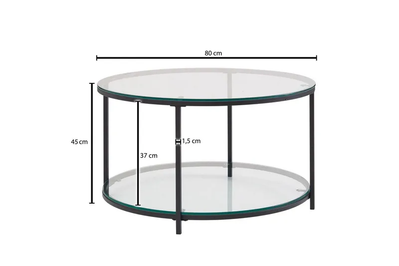 Sofabord Wohnling Rundt sikkerhetsglass med glassbrett moderne - Møbler - Bord - Sofabord