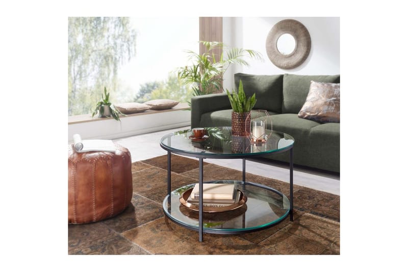 Sofabord Wohnling Rundt sikkerhetsglass med glassbrett moderne - Møbler - Bord - Sofabord