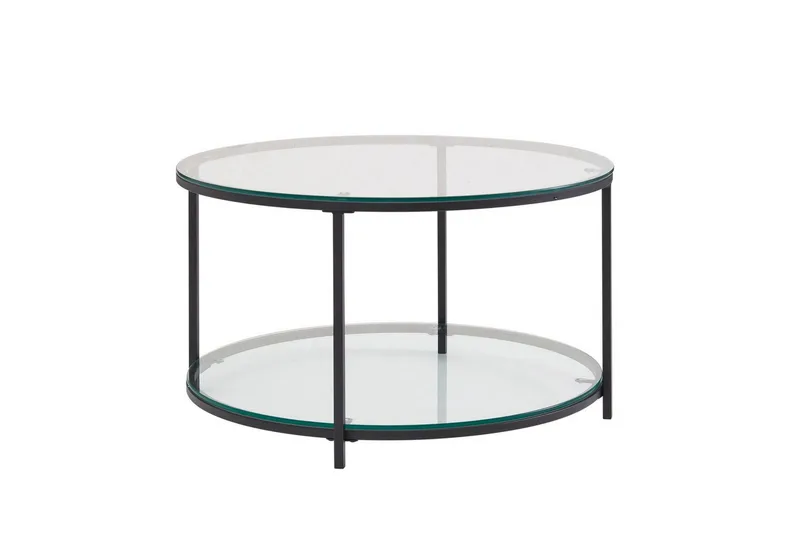 Sofabord Wohnling Rundt sikkerhetsglass med glassbrett moderne, undefined