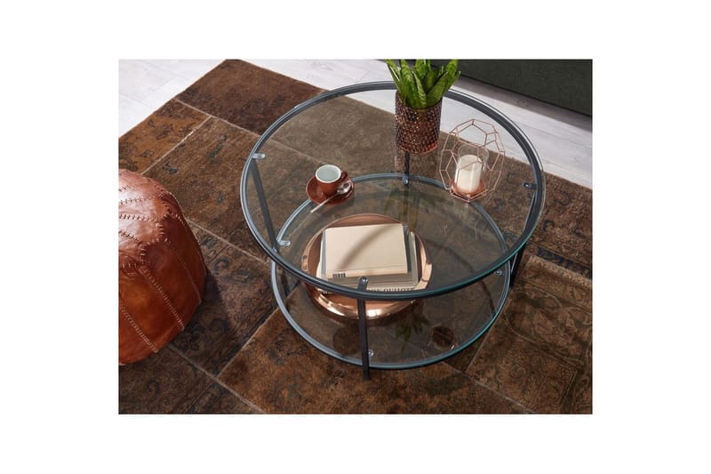 Sofabord Wohnling Rundt sikkerhetsglass med glassbrett moderne - Møbler - Bord - Sofabord