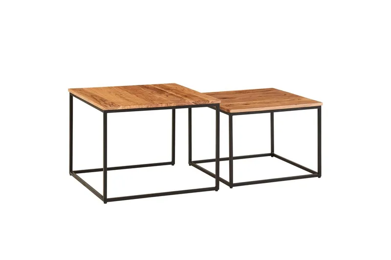 Sofabord Wohnling Sett med 2 Massivt Tre Kvadratmetallben Moderne, undefined