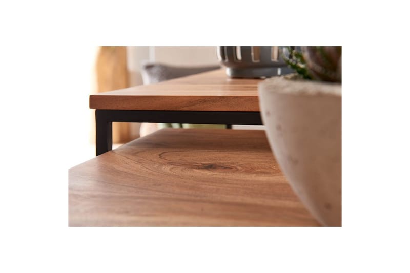 Sofabord Wohnling Sett med 2 Massivt Tre Kvadratmetallben Moderne - Møbler - Bord - Avlastningsbord - Settbord