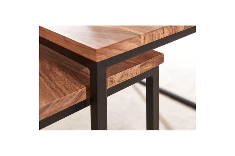 Sofabord Wohnling Sett med 2 Massivt Tre Kvadratmetallben Moderne - Møbler - Bord - Avlastningsbord - Settbord