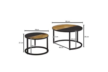 Sofabord Wohnling Sett med 2 Massivt Tre Steinoptikk Metallben Industriell - Møbler - Bord - Avlastningsbord - Settbord