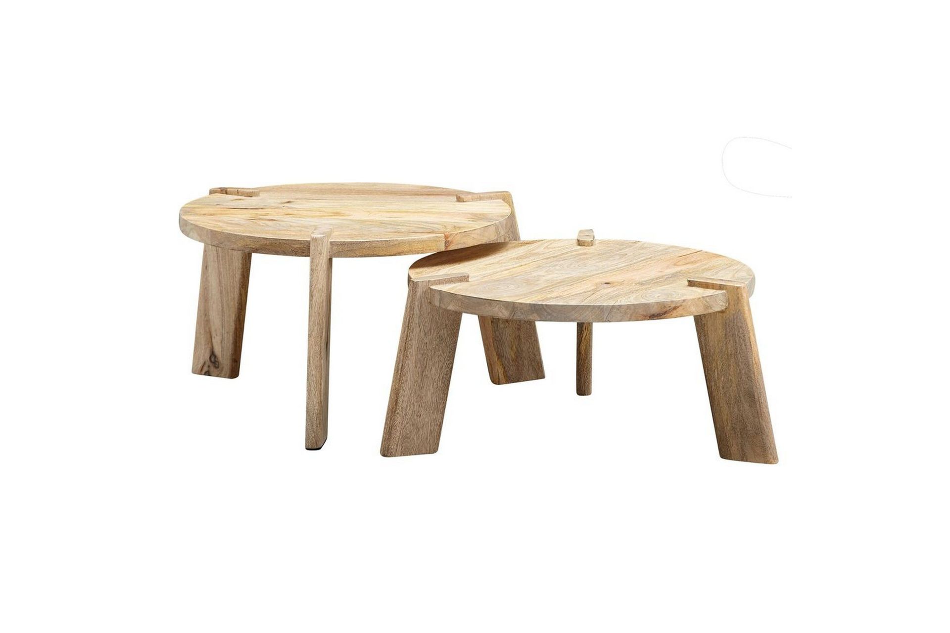 Sofabord Wohnling Sett med 2 Runde Massivt Tre med Massiv Ben Landlig Stil -
