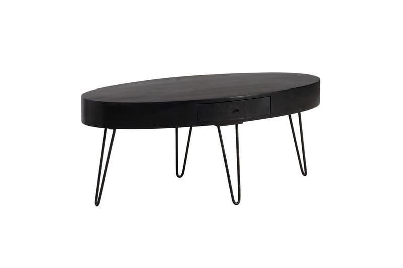 Sofabord Wohnling Solid tre 100 cm oval med skuff i landlig stil - Møbler - Bord - Sofabord