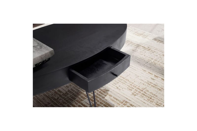 Sofabord Wohnling Solid tre 100 cm oval med skuff i landlig stil - Møbler - Bord - Sofabord