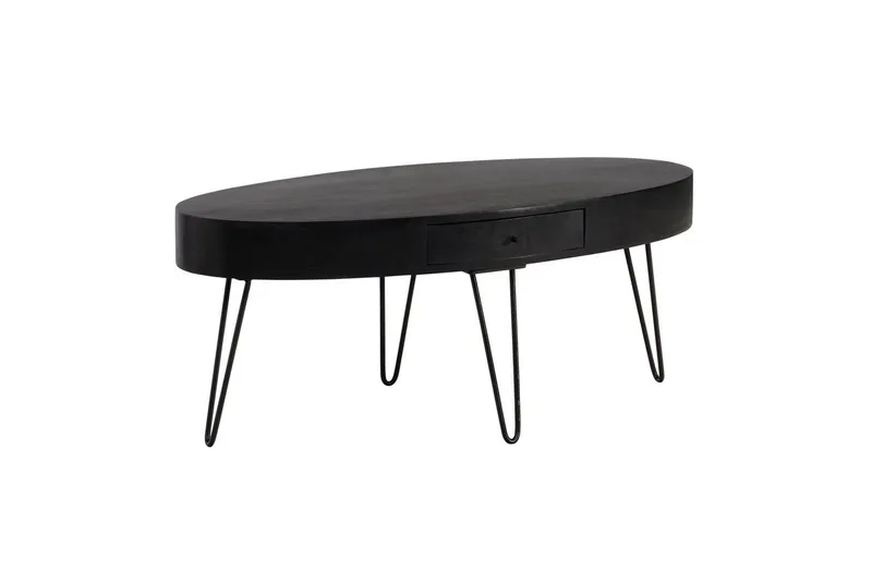 Sofabord Wohnling Solid tre 100 cm oval med skuff i landlig stil, undefined