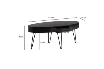 Sofabord Wohnling Solid tre 100 cm oval med skuff i landlig stil - Møbler - Bord - Sofabord