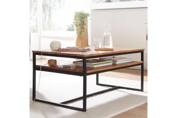 Sofabord Wohnling Solid tre 100 cm rektangulær med brett moderne - Møbler - Bord - Sofabord