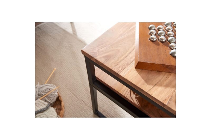 Sofabord Wohnling Solid tre 100 cm rektangulær med brett moderne - Møbler - Bord - Sofabord