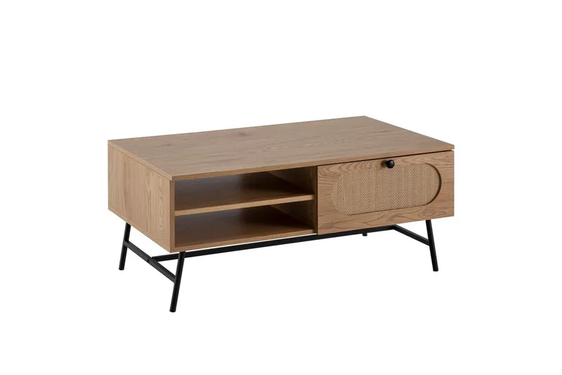 Sofabord Wohnling Tre eik utseende rektangulær med skuffe rotting oppbevaringsplass, undefined