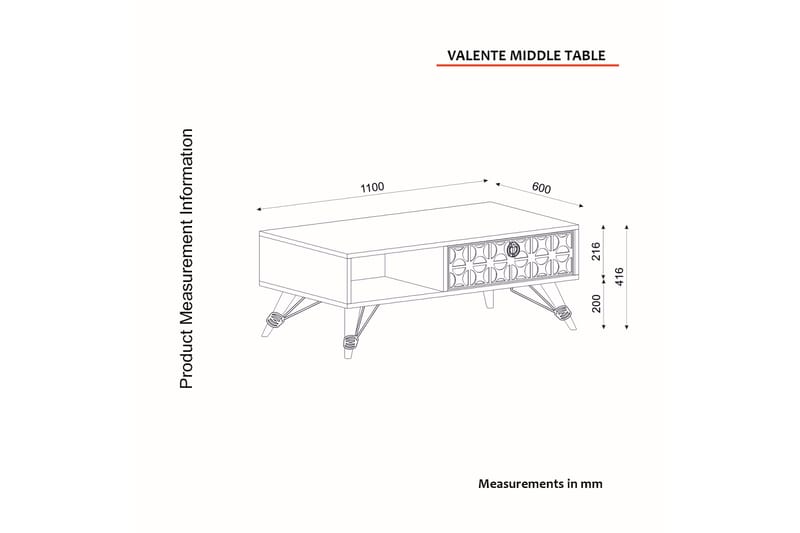 Woldebe Sofabord 110 cm - Valnøtt - Sofabord