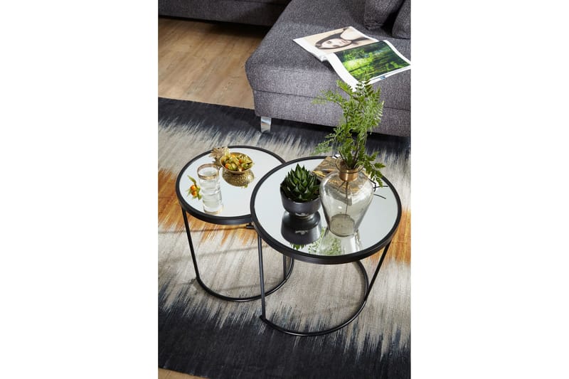Wrighton Settbord 50 cm Rundt Salongbord Stablebart i Metall og Glass - Speilsølv - Møbler - Bord - Sofabord