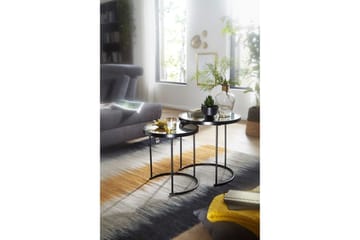 Wrighton Settbord 50 cm Rundt Salongbord Stablebart i Metall og Glass - Speilsølv - Møbler - Bord - Sofabord