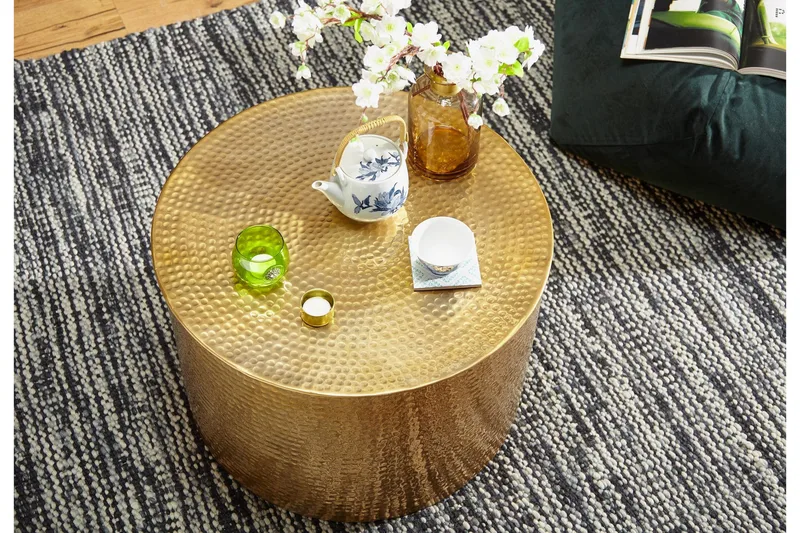 Xeniah Sofabord 61 cm Rundt - Gull - Møbler - Bord - Sofabord