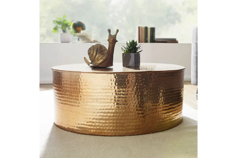 Xeniah Sofabord 75 cm Rundt - Gull - Møbler - Bord - Sofabord