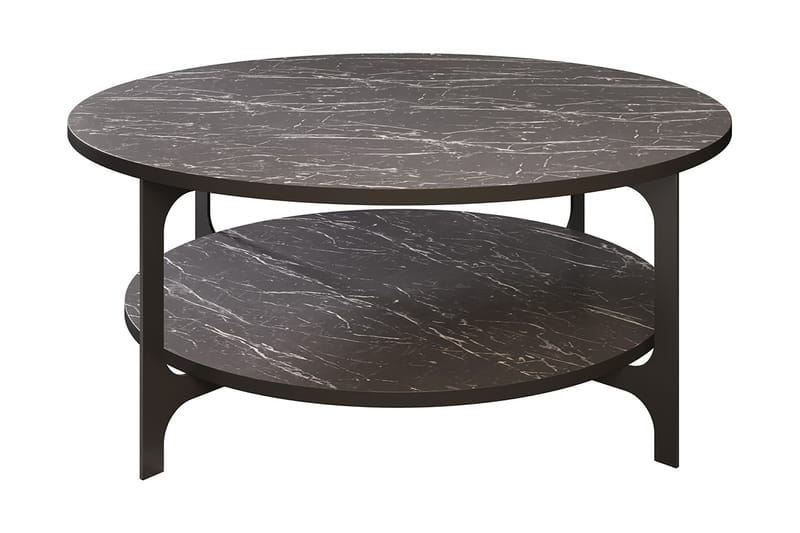 Yalbi Sofabord 90 cm med Oppbevaring Rundt Hylle - Svart - Møbler - Bord - Sofabord
