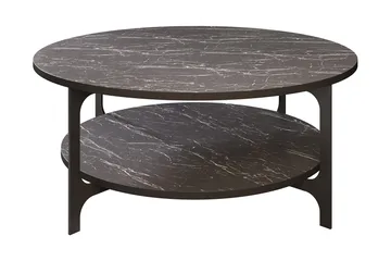 Yalbi Sofabord 90 cm med Oppbevaring Rundt Hylle - Svart - Møbler - Bord - Sofabord