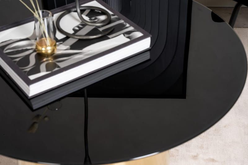 Ystad Rundt Sofabord 75 cm i Glass med Understell i Metall - Svart - Møbler - Bord - Sofabord