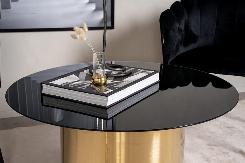 Ystad Rundt Sofabord 75 cm i Glass med Understell i Metall - Svart - Møbler - Bord - Sofabord