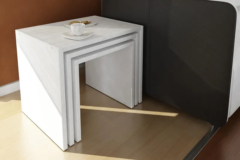 Zariel Settbord 44 cm 3 Bord - Hvit - Møbler - Bord - Sofabord